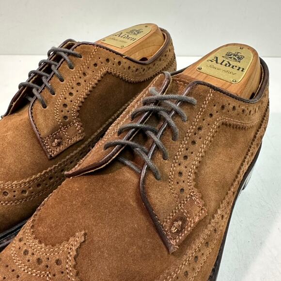 Grant Stone x J. Crew Ludlow Suede Wingtip Longwing Medium Brown Bench Made 7.5 - Picture 8 of 13